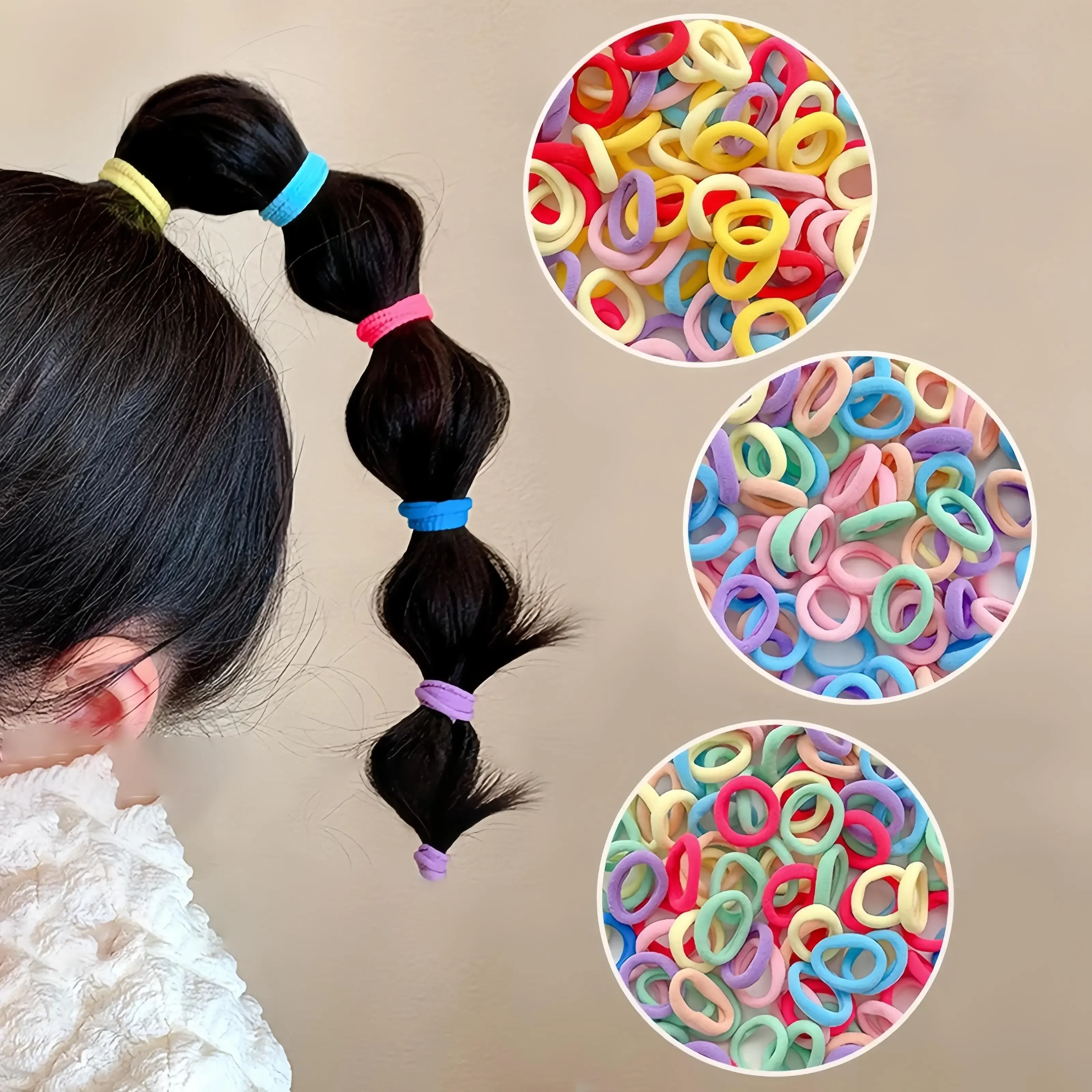 100 Stück Mädchen Bunte Nylon Elastische Haarbänder Pferdeschwanzhalter Kleine Haargummis Gummibänder Damen Scrunchie Kinder Haaraccessoires
