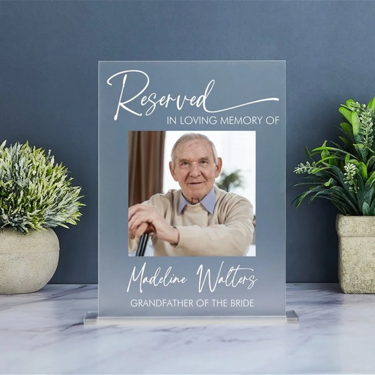 Reserved Memorial Sign,Personalized Memorial Acrylic Plaque,Sympathy Gift,In Loving Memory Sign,Wedding Memorial Modern Decor