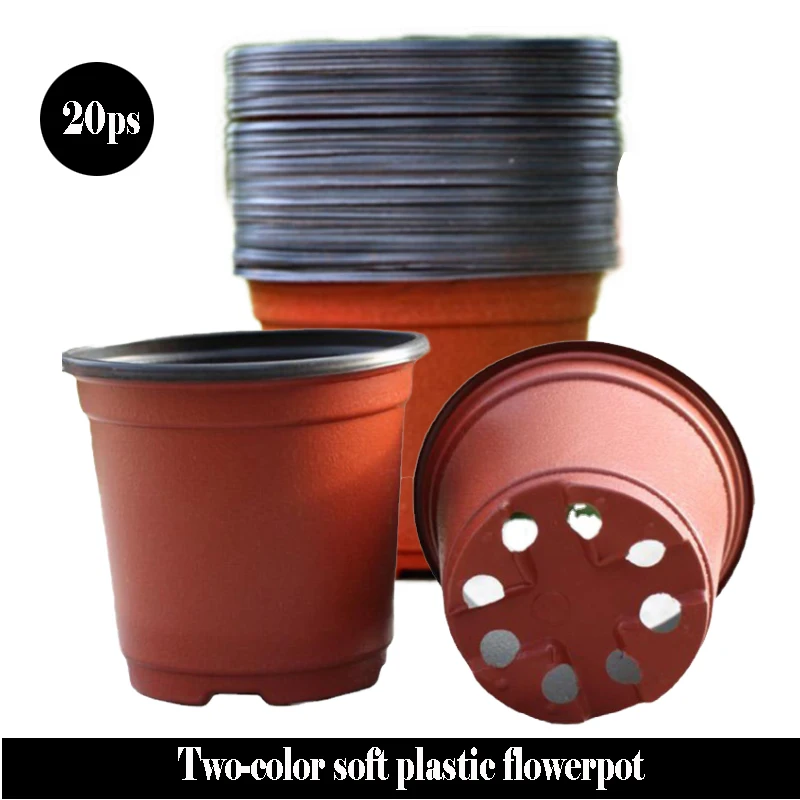 20pcs Simple Thickened Dual Color Environmentally Friendly Home Planting Garden Transplanting Soft Plastic Pot