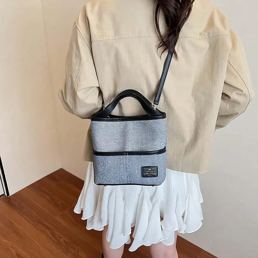 

Fashionable Minimalist Bucket Bag, Casual Lightweight Shoulder Bag, Retro Fashion Solid Color Small Handbag
