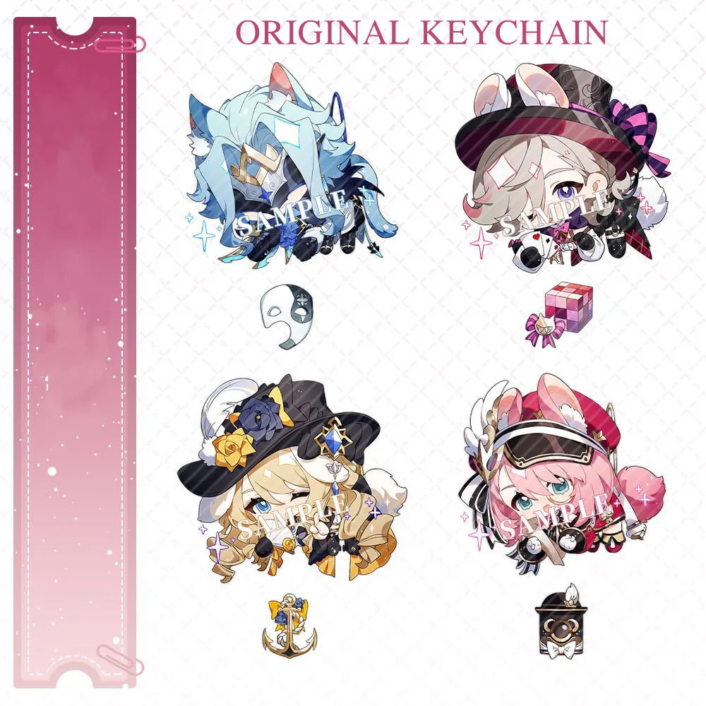 New Genshin Impact Arlecchino Neuvillette Clorinde Pendant Keychain Cute Cartoon Anime  Key Ring Game Cosplay Prop Badge Gift