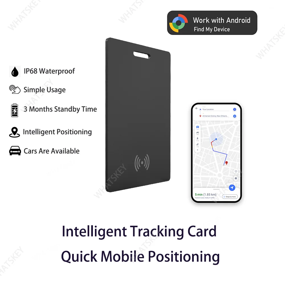 Draadloos opladen Ultradunne slimme anti-verloren traceable auto's Tracker-kaartapparaat GPS-locator voor Google Android Vind mijn apparaat