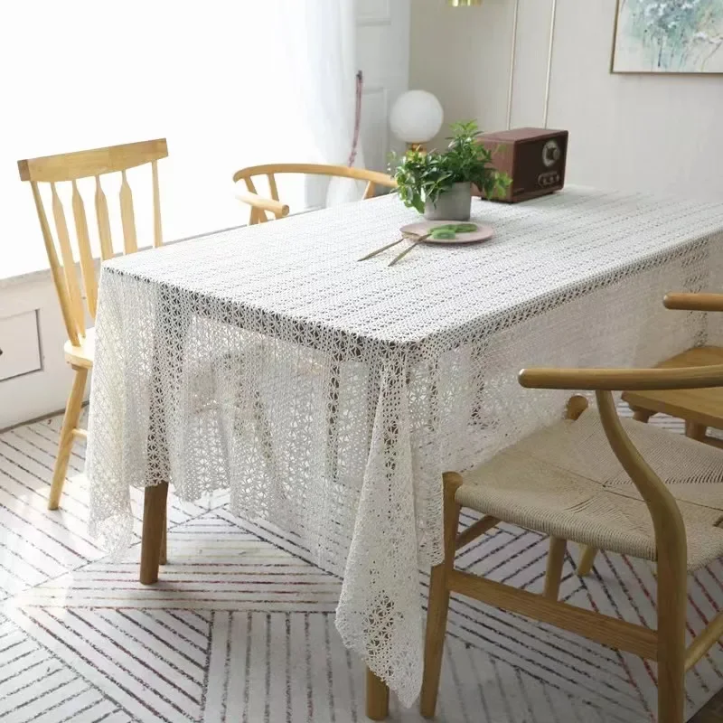 

Woven Hollow Tablecloth Coffee Table Tablecloth Pad Sen Piano Towel Shot White High-quality Decoration Shooting Background Cloth