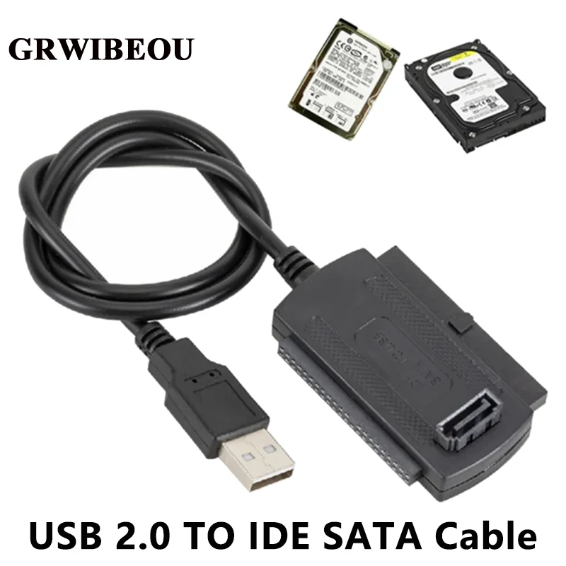 GRWIBEOU USB 2.0 to IDE SATA Cable 3 in 1 S-ATA 2.5 3.5 Inch Hard Drive Disk HDD Adapter Converter Cable For PC Laptop