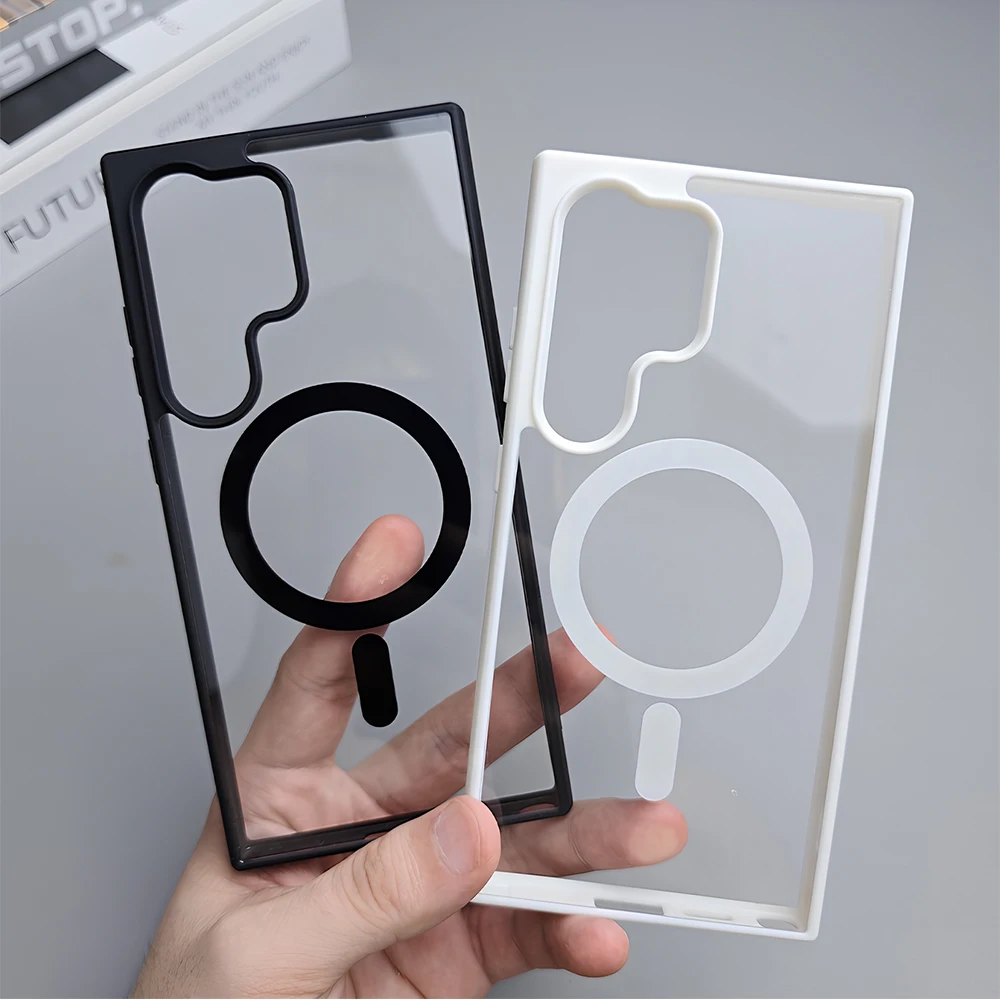 Luxury Acrylic Clear Phone Case For Samsung A37 A57 A07 A56 A55 A54 A36 A25 A26 A16 A06 For Magsafe Charging Shockproof Cover