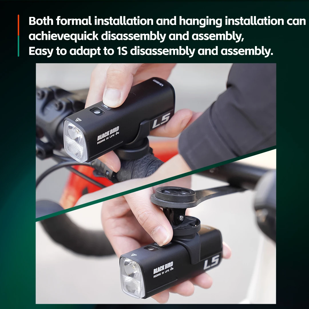 Blackbird L5 ذكي الدراجات ضوء التحكم اللاسلكي ضوء 12 ساعة بطارية شحن سريع إضاءة دراجة هوائية 1800LM المزدوج رئيس ضوء #6