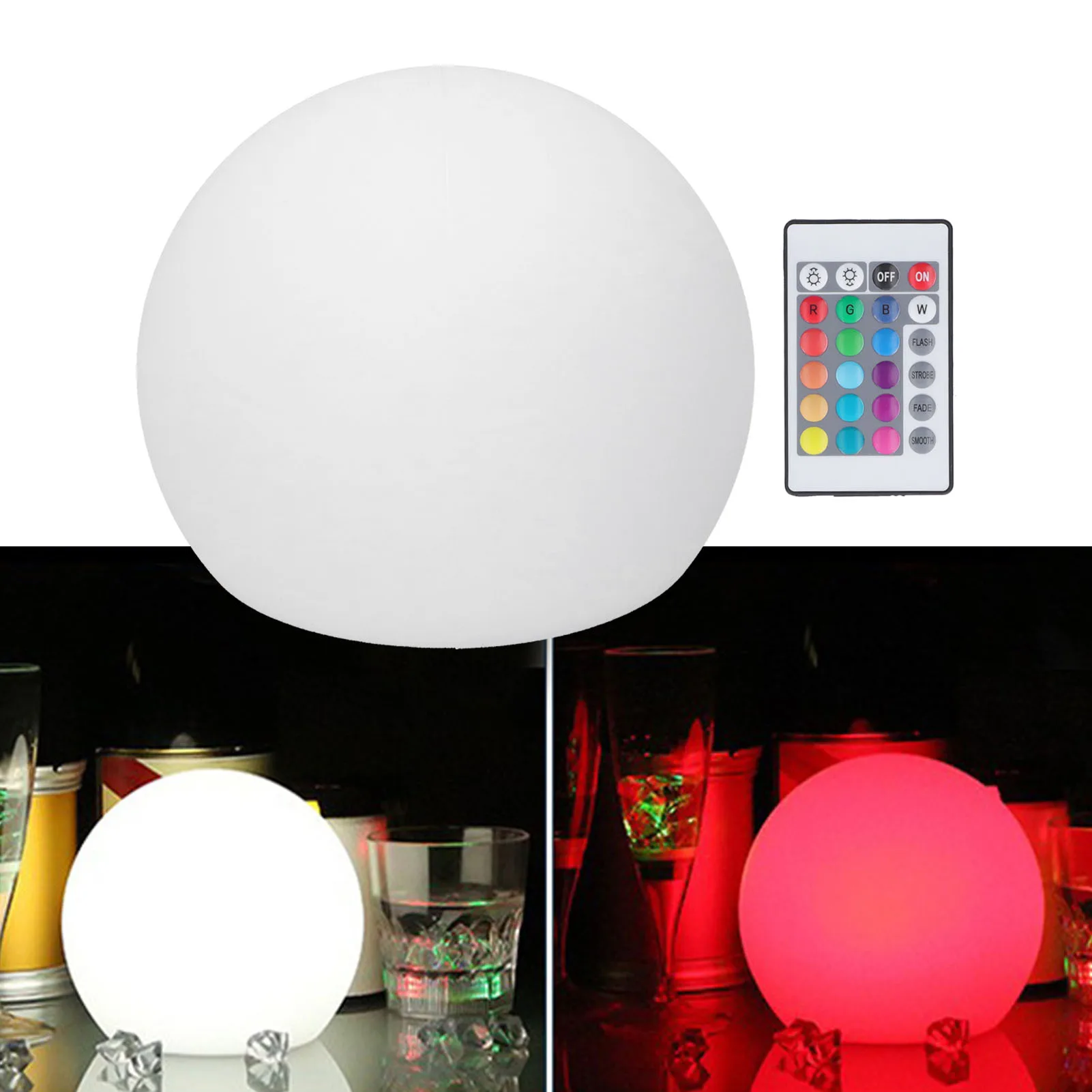 ZK50 LED Ball Light 24 Key Remote Control RGBW Globe Lamp Night Light with 16 Color Dimmable 4 Modes 15x15cm