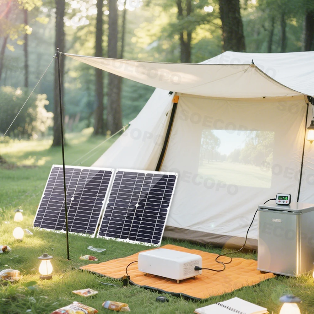 SOECOPO 8000W Peak Solar System Set 2×300W Panels DC 12/24V To AC 110/220V 2*Socket Inverter 100A Controller for Home Camping