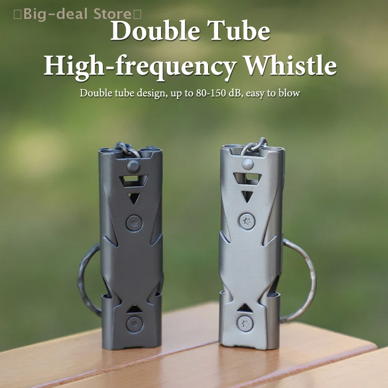 

【M】Double Pipe Whistle Pendant Keychain High Decibel Portable Outdoor Survival Emergency Camping Tool Multifunction 1PC