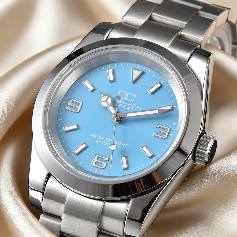 Dwayne Campbell 39mm High Quality Men's Watch Sapphire Luminous Stainless Steel Waterproof Tiffany Blue Watch