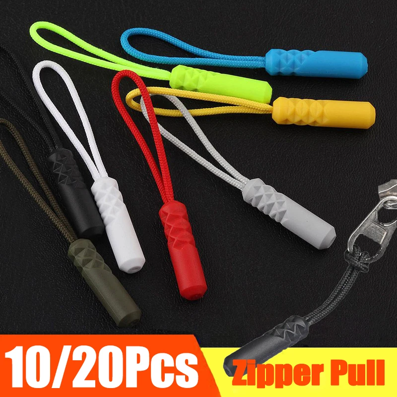 Zipper Pull Puller End Fit Rope Tag Replacement Clip Broken Buckle Fixer Zip Cord Tab Travel Bag Suitcase Tent Backpack-10/20pcs