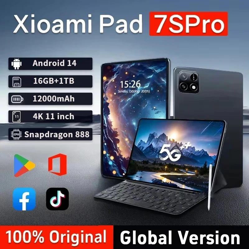 

2025 Gobal Version Original Tablet 10.1 Inch Android 14 13GB+1TB Tablet Dual SIM Card 5G Phone Call GPS WiFi Bluetooth Tab