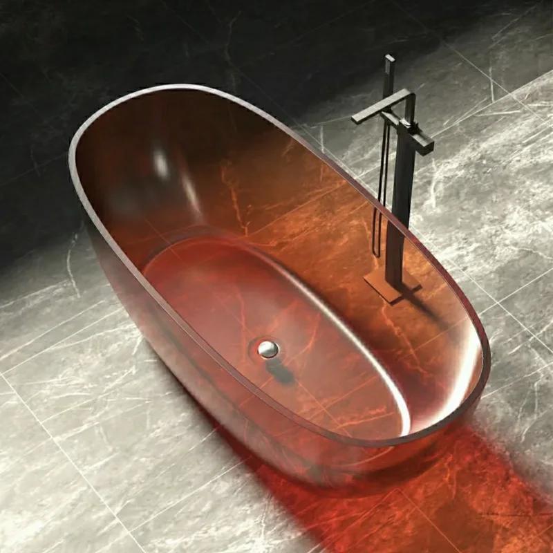 Use of easy-to-clean adult portable bathroom tub with freestanding clear tub