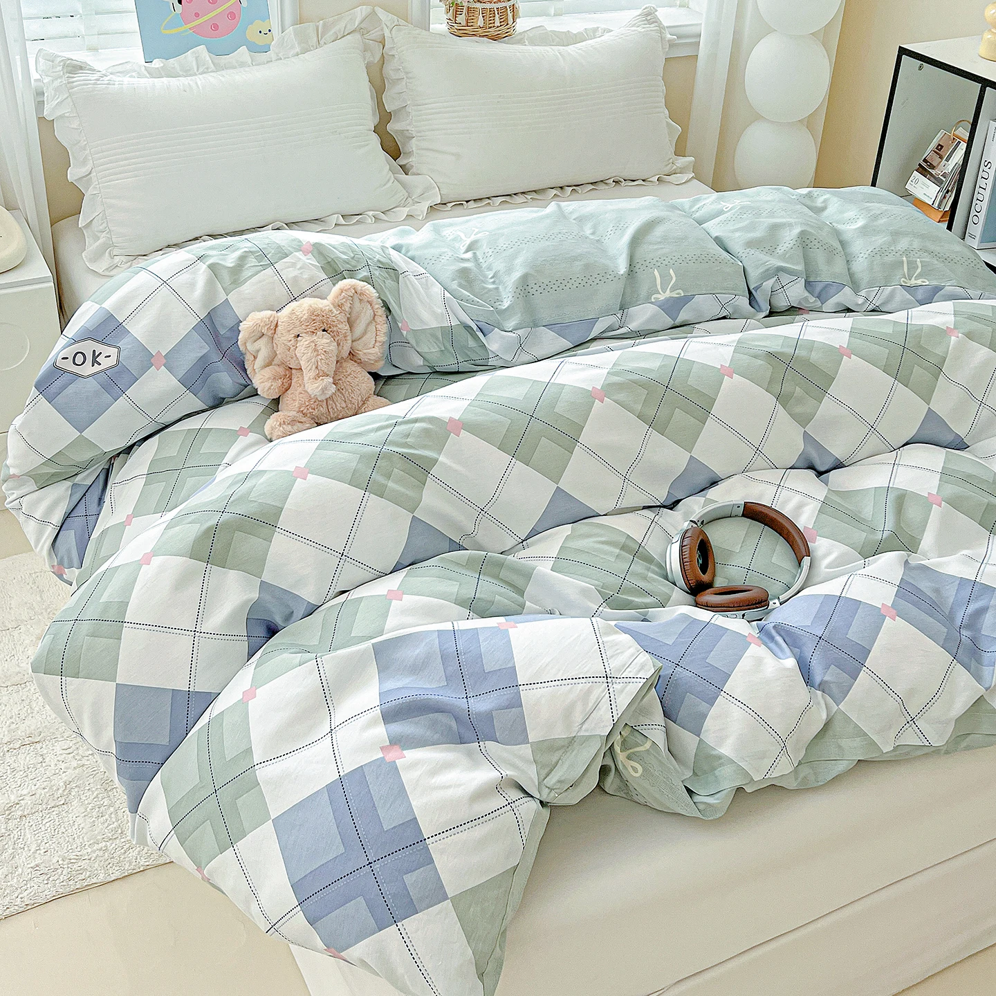 100% Cotton Checkered Duvet Cover Single/Double/Queen Size Blanket Covers Pure Cotton Bedding 이불커버 Funda Nordica 220 X 240