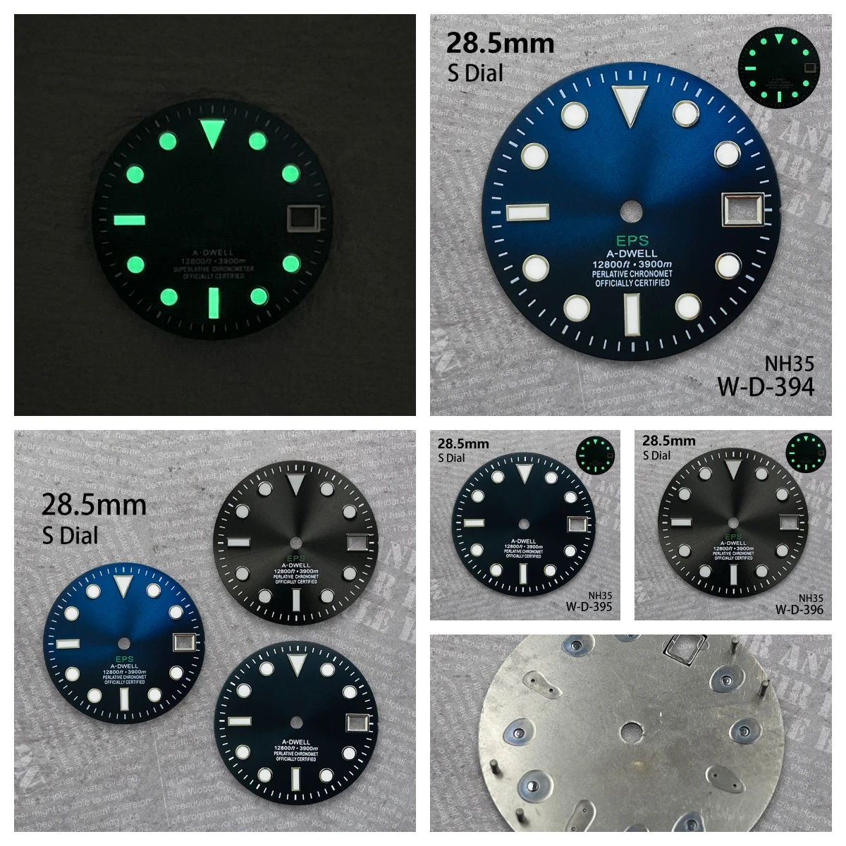 

28.5 mm S Logo SUB Dial Suitable For NH35/NH36 Movement Green Luminous Gradient Quality Diving Watch Modification Accessories