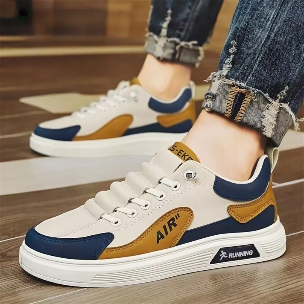 

2025 г. Уличная повседневная обувь с цветными блоками, модная мужская обувь с низким верхом на шнуровке в корейском стиле, молодежная дорожная мужская обувь на плоской подошве, дышащая ПВХ Ma