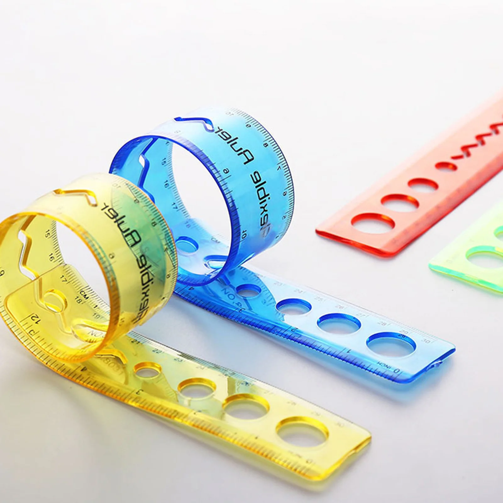 

4Pcs Household Clear Flexible Rulers Bendable Wear-Resistant Drawing Tool Straight Line Multifunctional Portable