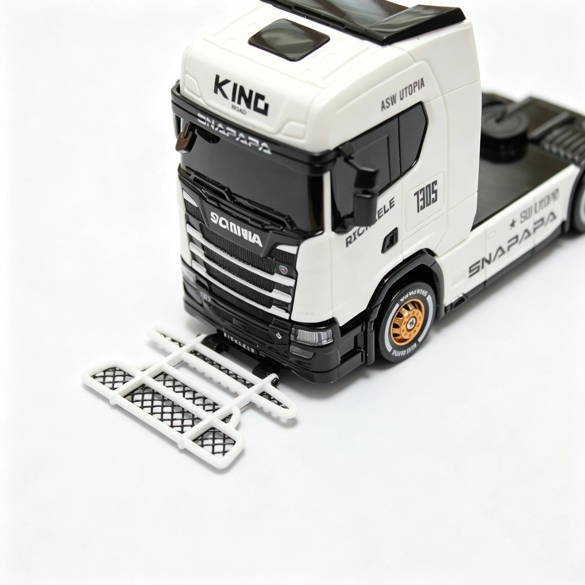 Bull Bar Front Bumper for Wen Nanfeng1/64Scania RC Container Truck Custom Upgrade Parts No-Drill Bumper Guard 3D Printed PETG