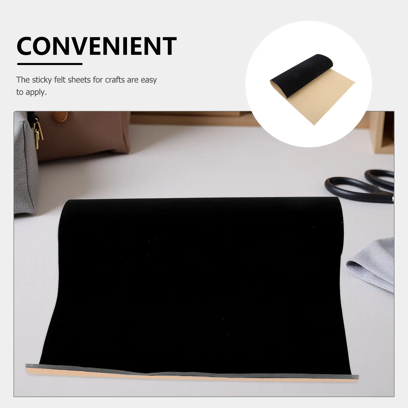 Adhesive Backed Black Felt Fabric Sheet 19.6x61.3 Thick Soft Flocked Cloth for Jewelry Box Drawer Lining Craft Sheets - view 5