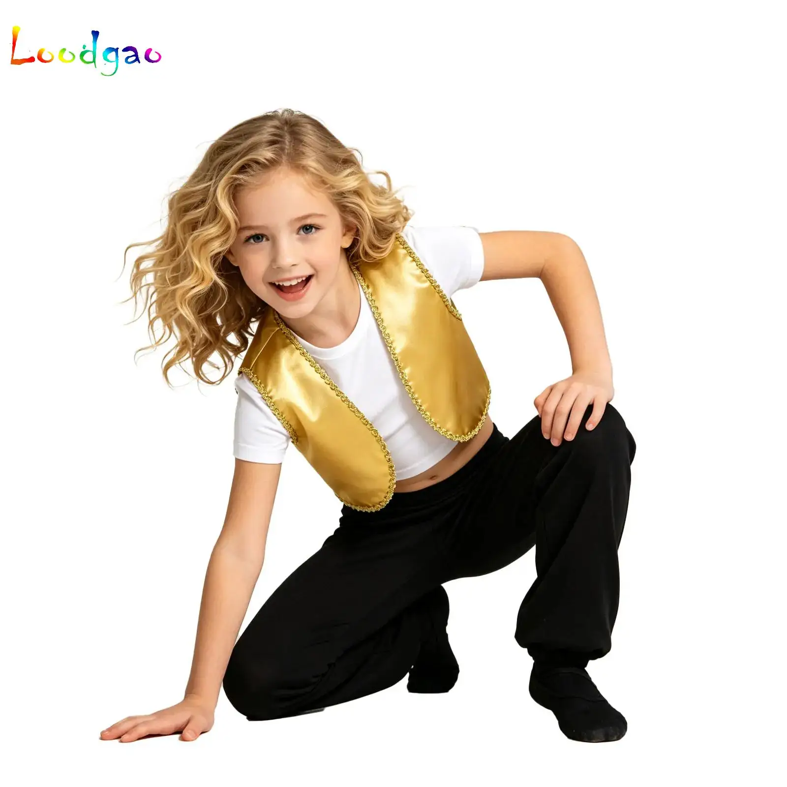 Boys Girls Arabian Prince Vest Carnival Festival Fancy Dress Up Costumes Waistcoat for Children Roleplay Stage Performance Party