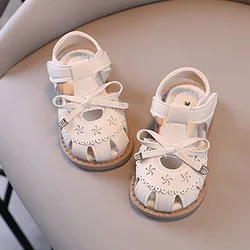 Girls Sandals 2025 Summer Pink White Closed Toe Children Sandals for Girl Princess Toddler Kids Beach Shoes for Baby CSH1521