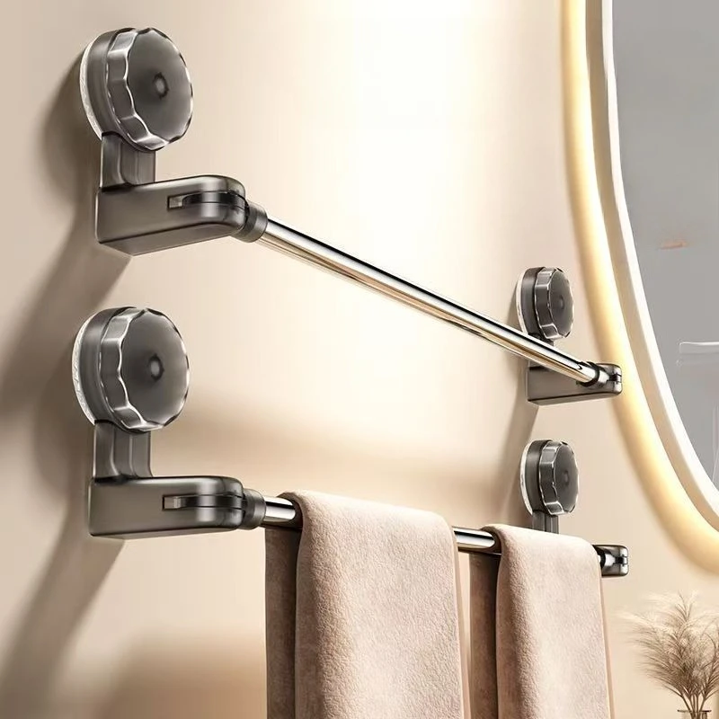 

Scalable suction cup towel rack wall mounted towel rack without holes, kitchen bathroom single pole storage rack for storage