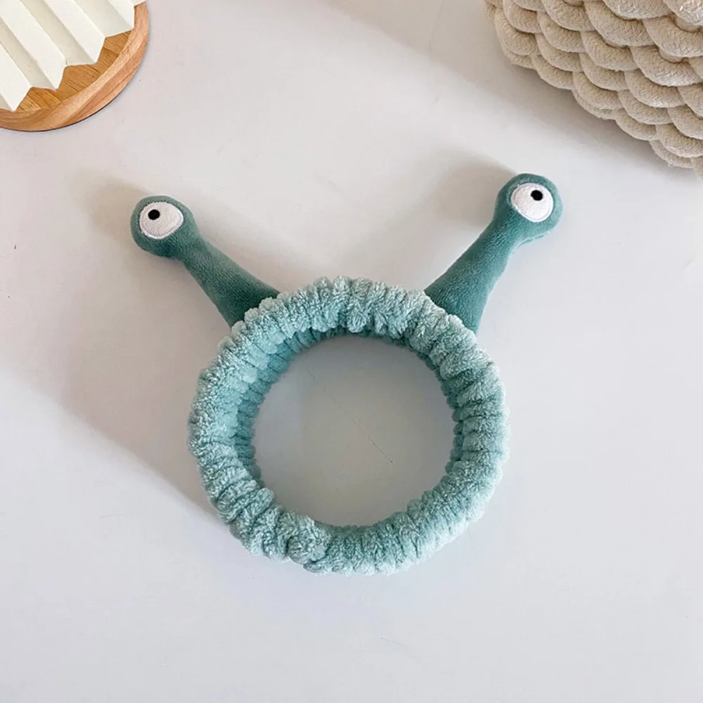 Fashion Cartoon Snail Headband Elastic Fluffy Plush Hairband Non-slip Solid Color Hair Hoop Makeup