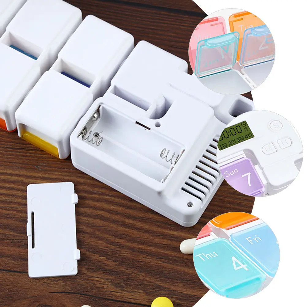 

Умный электронный органайзер для лекарств: износостойкий, портативный, герметичный контейнер для таблеток с функцией напоминания для ежедневного использования