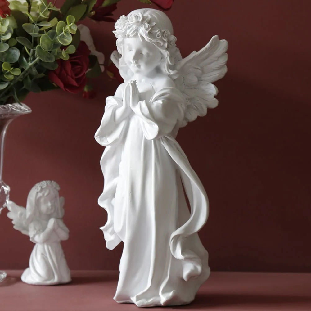 

1Pcs Resin Sculpture Lovely Prayer Angel Ornament for Home Garden Desk Decor Decorative Artware Angel Adornment