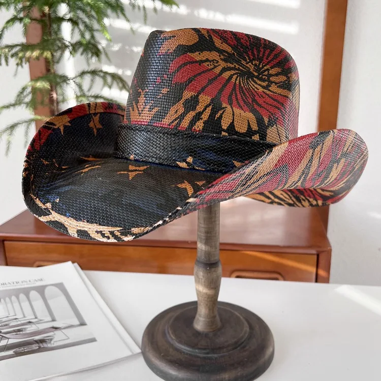 Fashion Personality Knight's Cap Women's Summer Outdoor Sun Hat Western Denim Sun-proof Straw Hat Men's Trendy Punk Hat