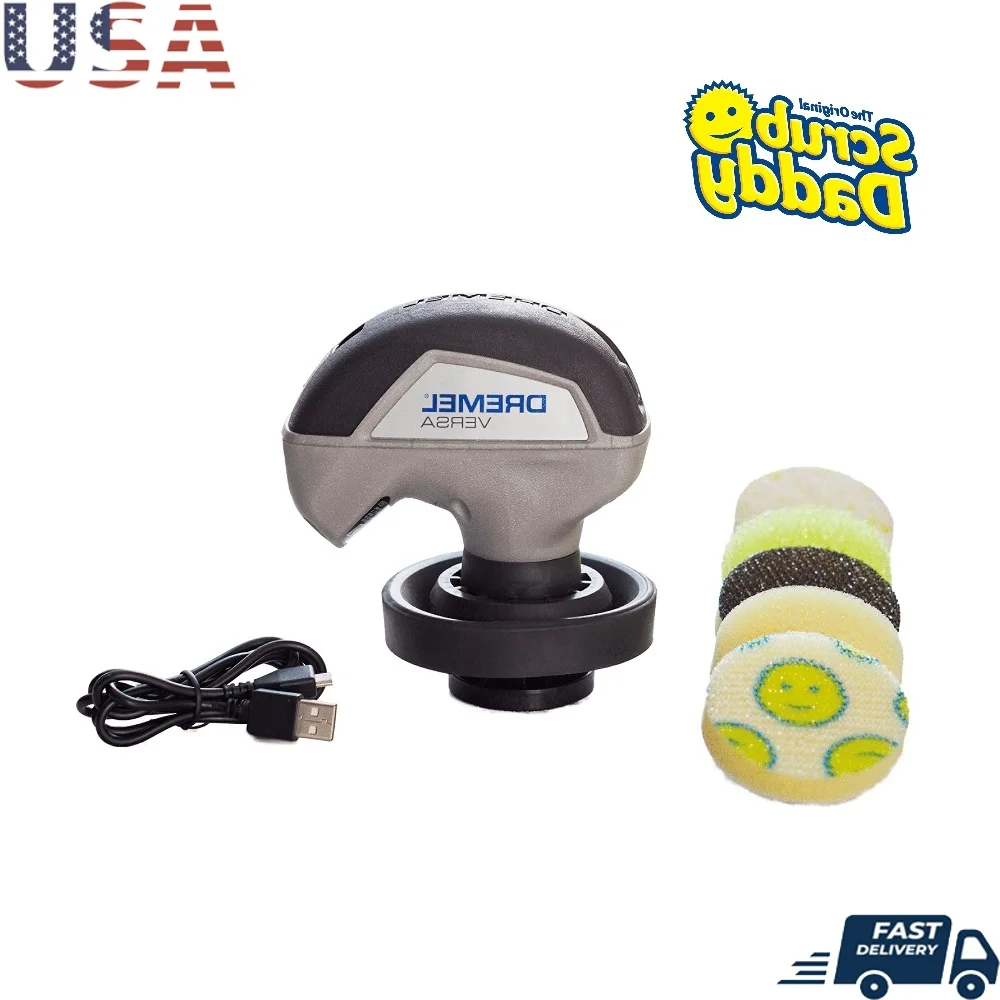 

Power Spin Scrubber Перезаряжаемый водонепроницаемый инструмент для чистки нескольких поверхностей 2200 об/мин с 5 скрабами Daddy Pads для домашнего и наружного использования