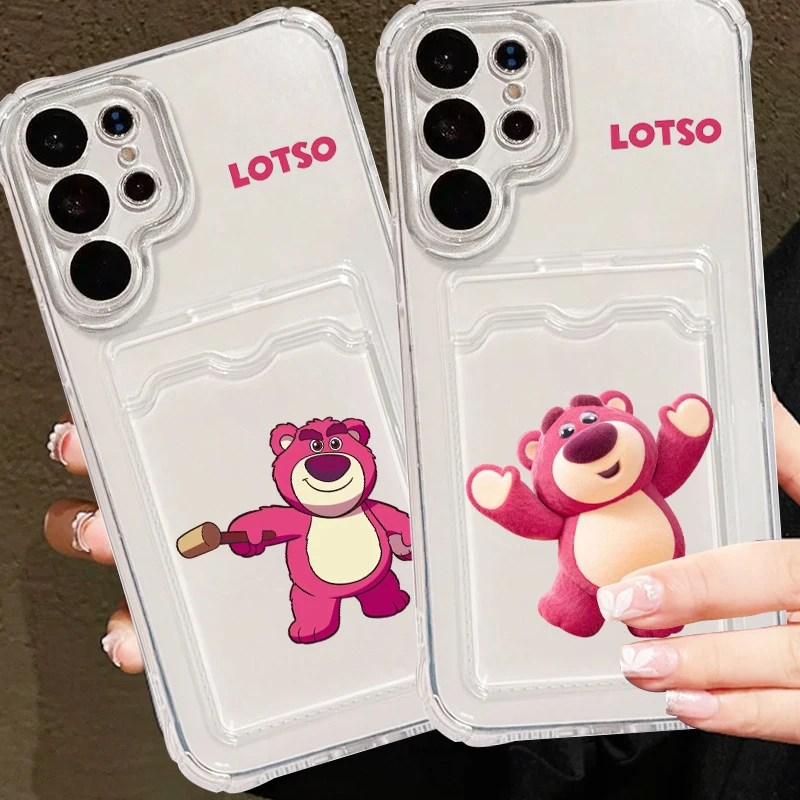 Lotso Huggin Bear Cute For Samsung A73 A72 A54 A71 A52 A53 A32 A22 A14 A13 A23 5G Photo Card Bag Transparent Back Phone Case