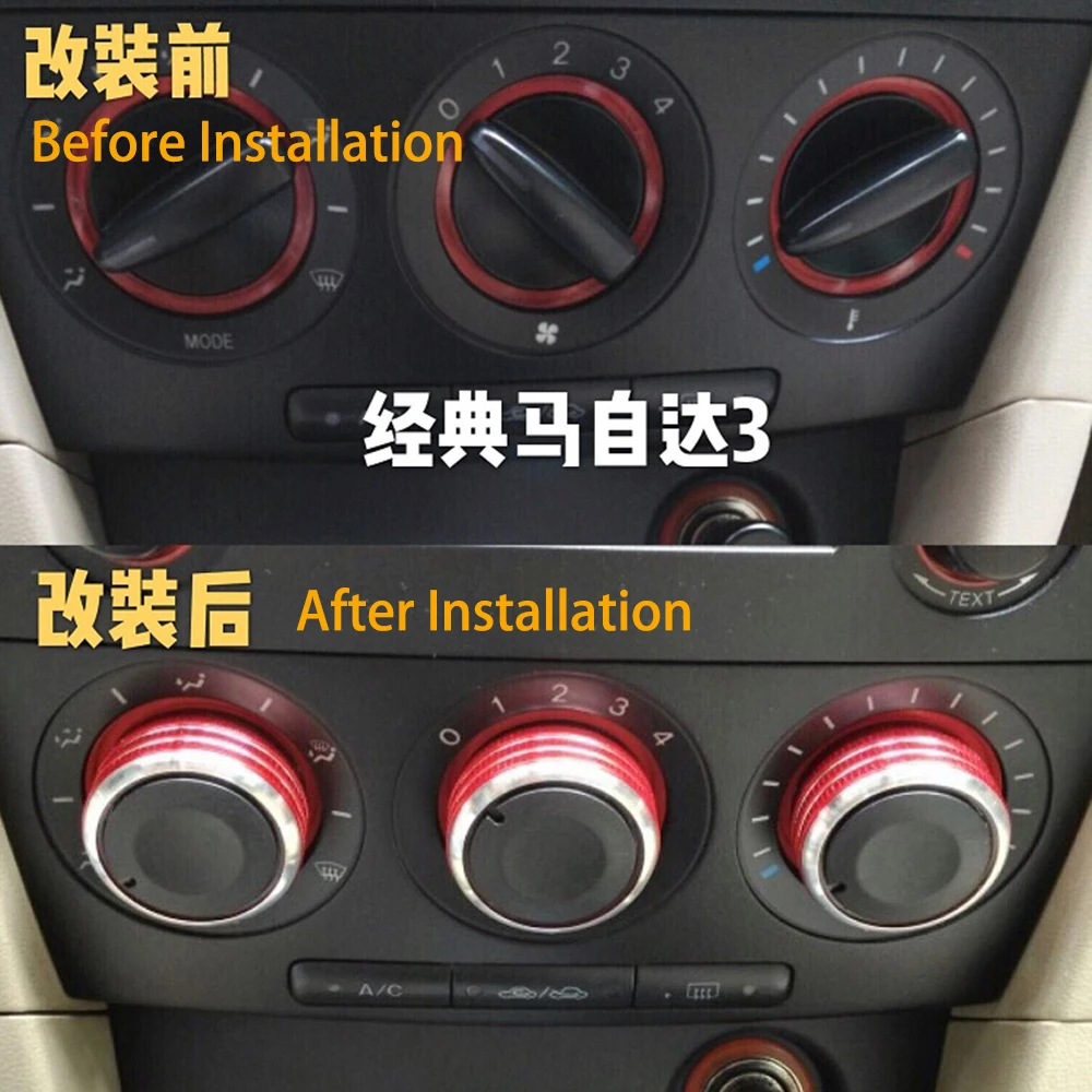 For Mazda 3 MK3 2006-2013 3 pcs/Set Car AC Knob Aluminum alloy Air Conditioning Heat Control Switch Accessories