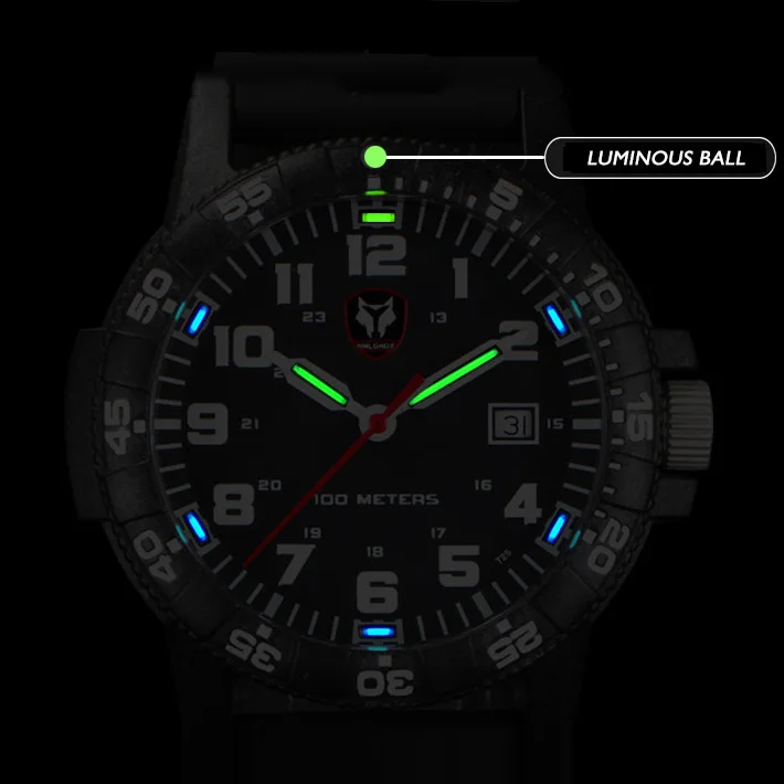 Hnlgnox-relojes de piloto para hombre, reloj deportivo militar, pulsera de cuarzo resistente al agua hasta 10ATM, con carcasa de fibra de carbono, correa de goma luminosa