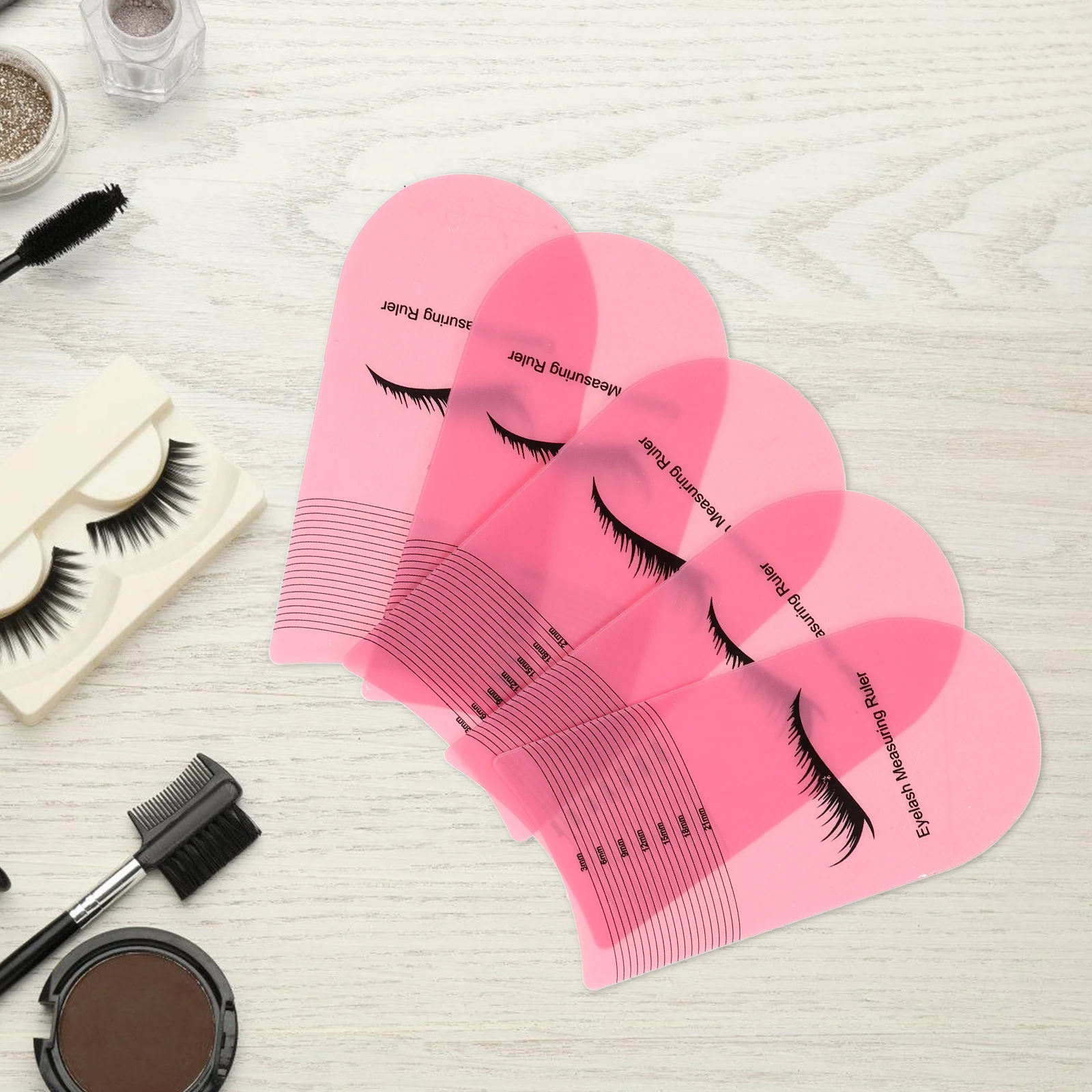 5 Stück Wimpern-Messlineale, langlebige Wimpern-Messwerkzeuge für genaue Wimpernverlängerungsmessung, Curling-Grad-Lineal