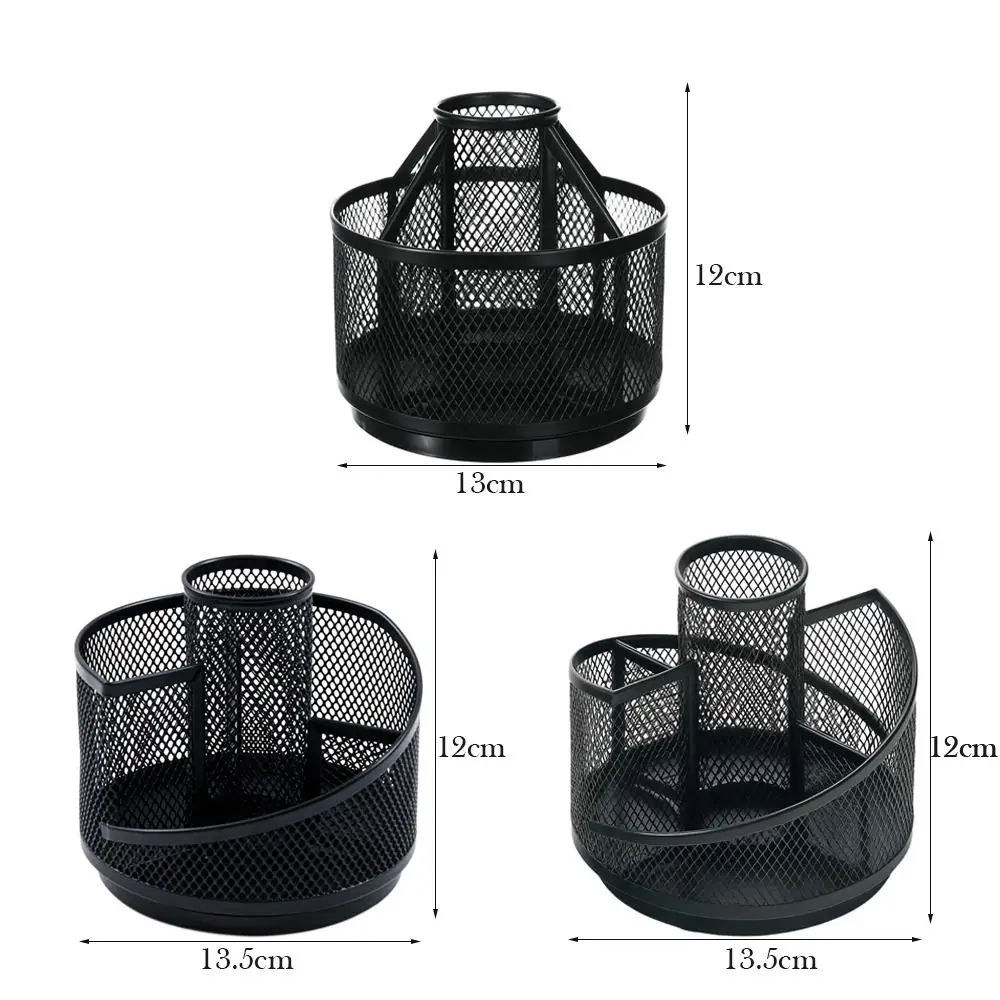 Portapenne multifunzionale per archiviazione efficiente Porta pennelli per trucco in rete metallica Scatola portaoggetti da tavolo con rotazione a 360 gradi Home Office