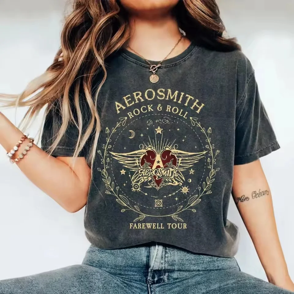 Aerosmith T Shirt Farewell Tour Hard Rock Cotton Top Tee Shirt Casual Loose Retro Shirt Fantasy Apparel Y2K Top Women Summer T