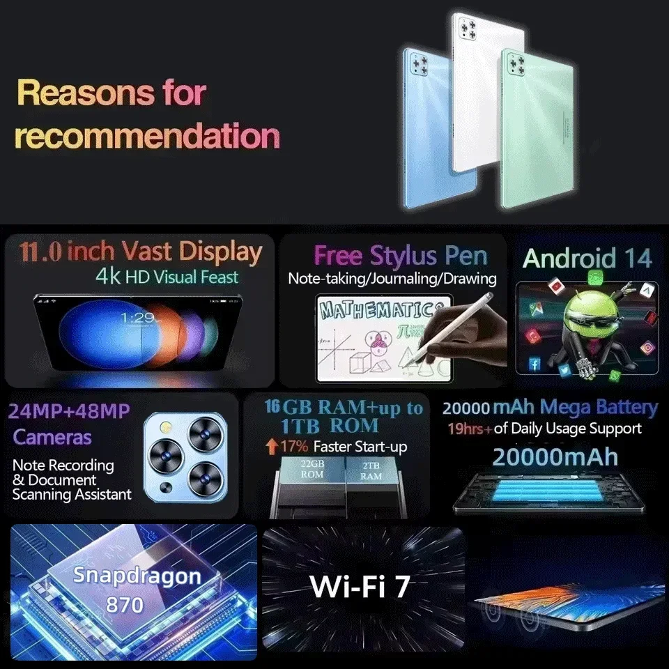 كمبيوتر لوحي أصلي IPad Air Pro 11 بوصة 22 جيجابايت رام 2 تيرا بايت روم أندرويد 14 نظام تحديد المواقع 5K 4G واي فاي هاتف شخصي ثنائي الشريحة واي فاي متعدد الوظائف 4K Mi Tab