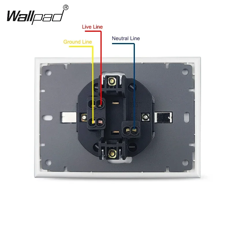 120mm Double EU Sockets for Single Box Gold Tempered Glass Panel 2 European Russia Power Outlets with Claws