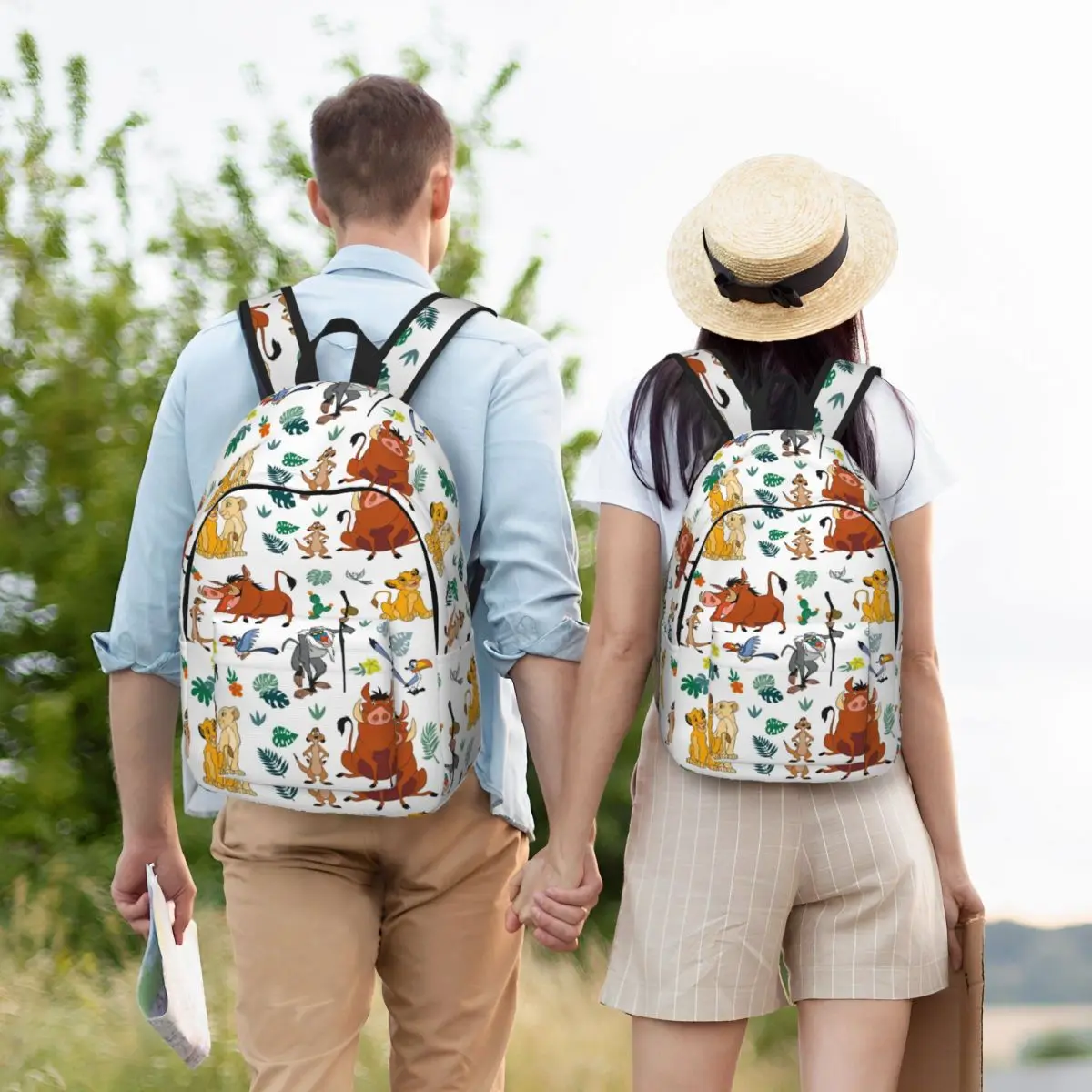 Zaino per adolescenti Cartoon Re Leone Simba con tasca Studente Business Pumbaa Nala Zaino per uomo Donna Borsa a tracolla per laptop