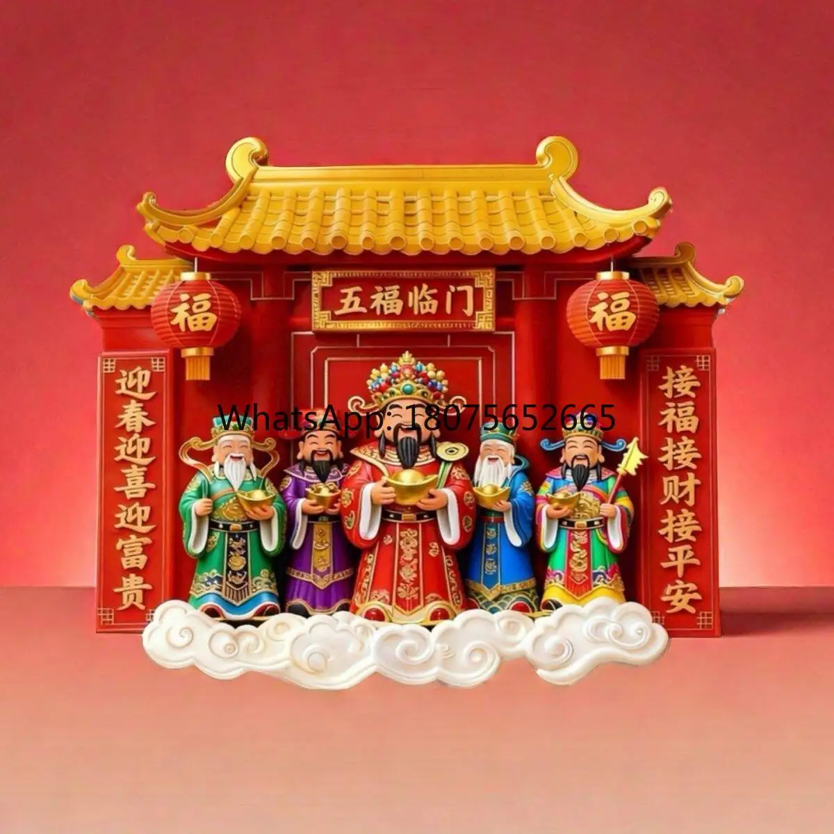 Five gods of wealth resin magnetic refrigerator sticker new year festive home accessories bring in wealth and treasure