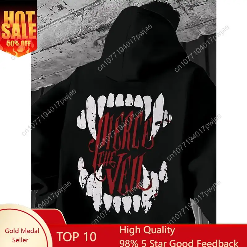 سترة رياضية كاجوال للرجال بنمط "PIERCE THE VEIL" مطبوعة فضفاضة وسميكة من القطيفة مناسبة لسترة هدايا العطلات