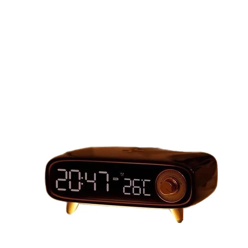 

Bluetooth speaker alarm clock temperature wireless charging desktop ornament