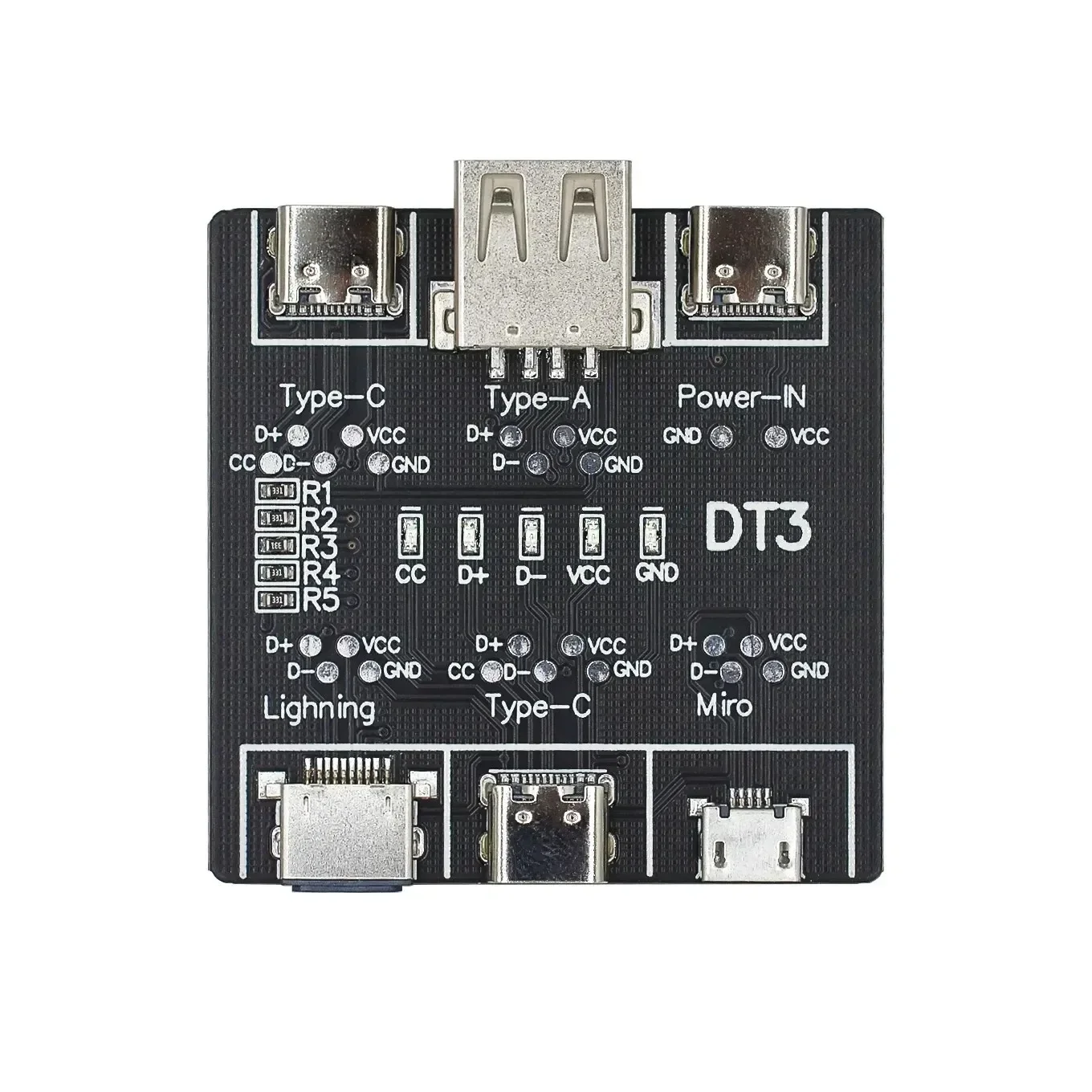 DT3 USB Cable Tester Data Cable Detection Board for IOS Android Micro Type-C Short Circuit on-Off Switching Test Board Tool