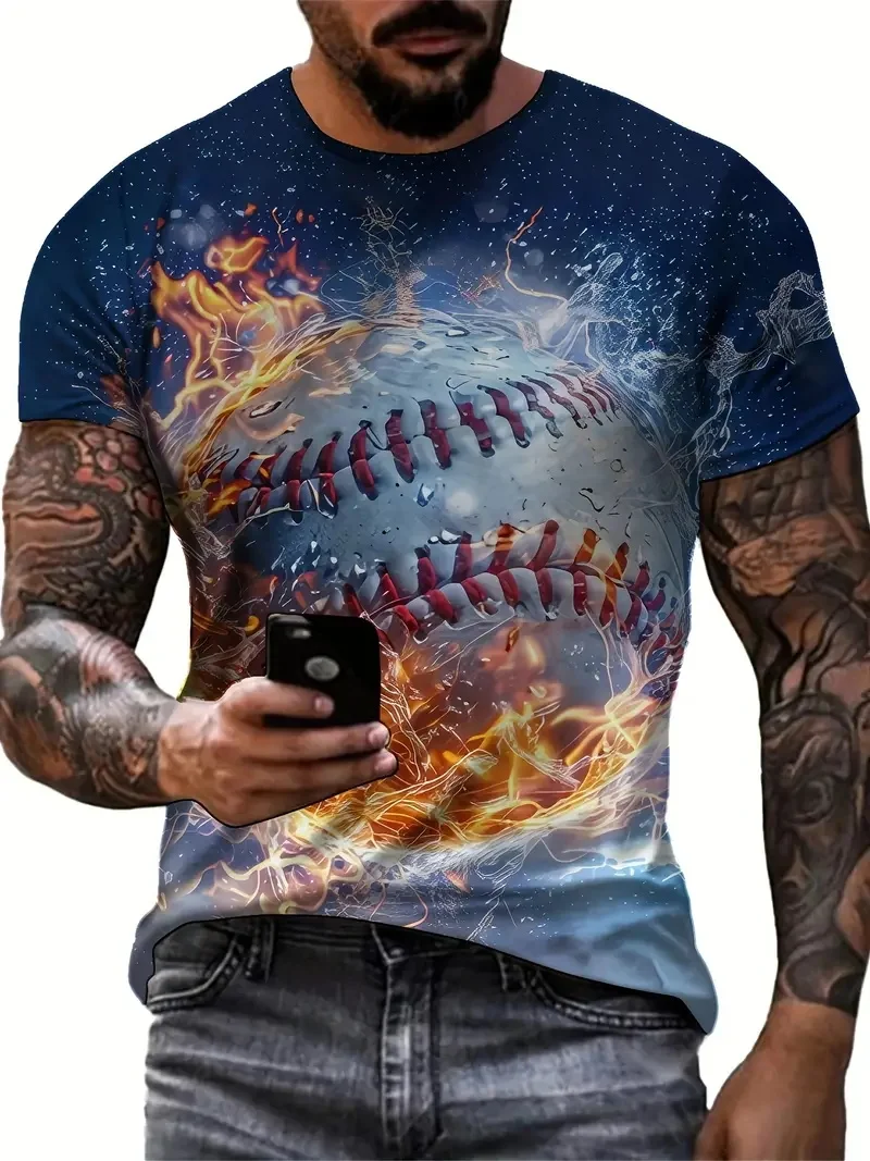 3D Print Men's Baseball Pattern Crew Neck T Shirt New In Short Sleeve Large Size Tee Shirts Tops Sports Outdoors Wear Tshirts