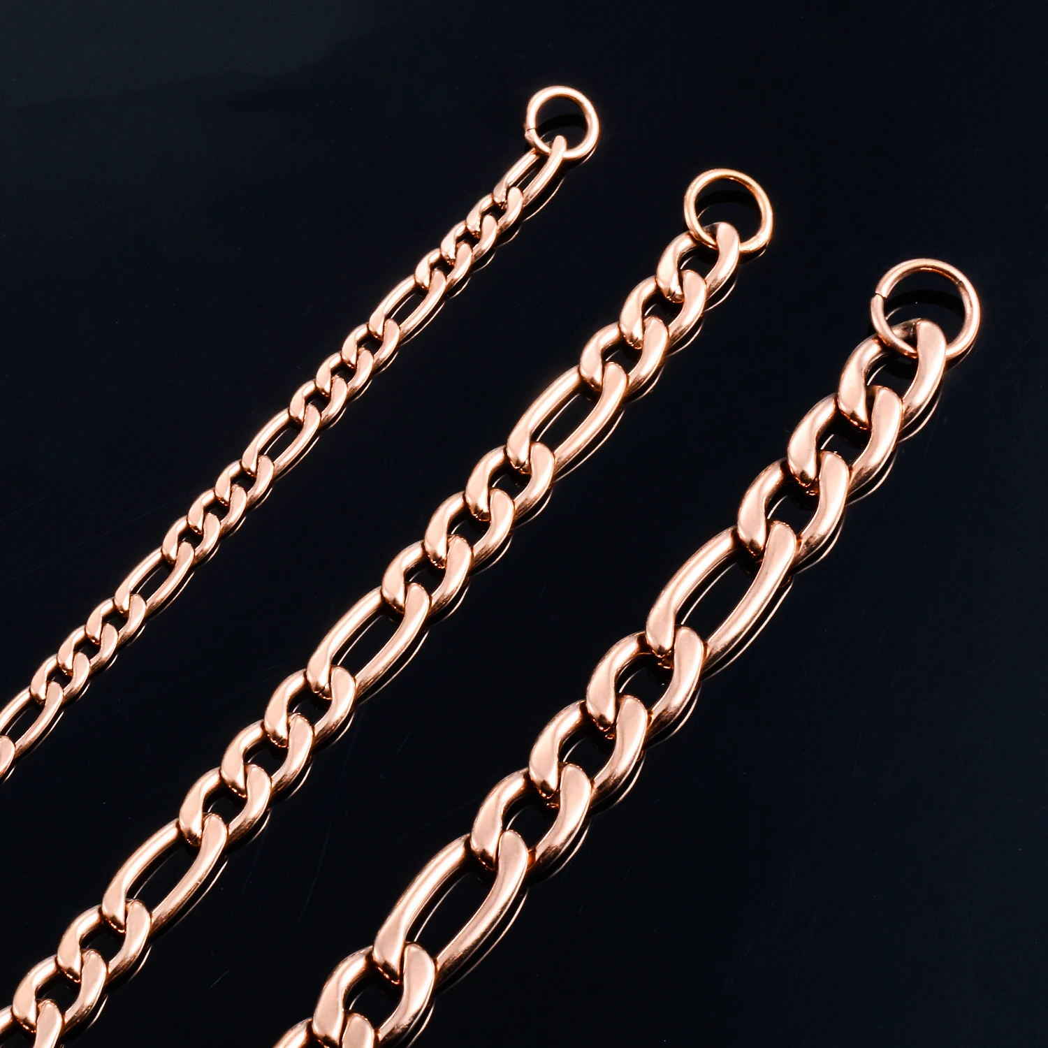 Widt 3mm/4.5m/6mm Stainless Steel Classic Figaro Link Chain Long Necklace Rose Gold Color For Men Women Jewelry