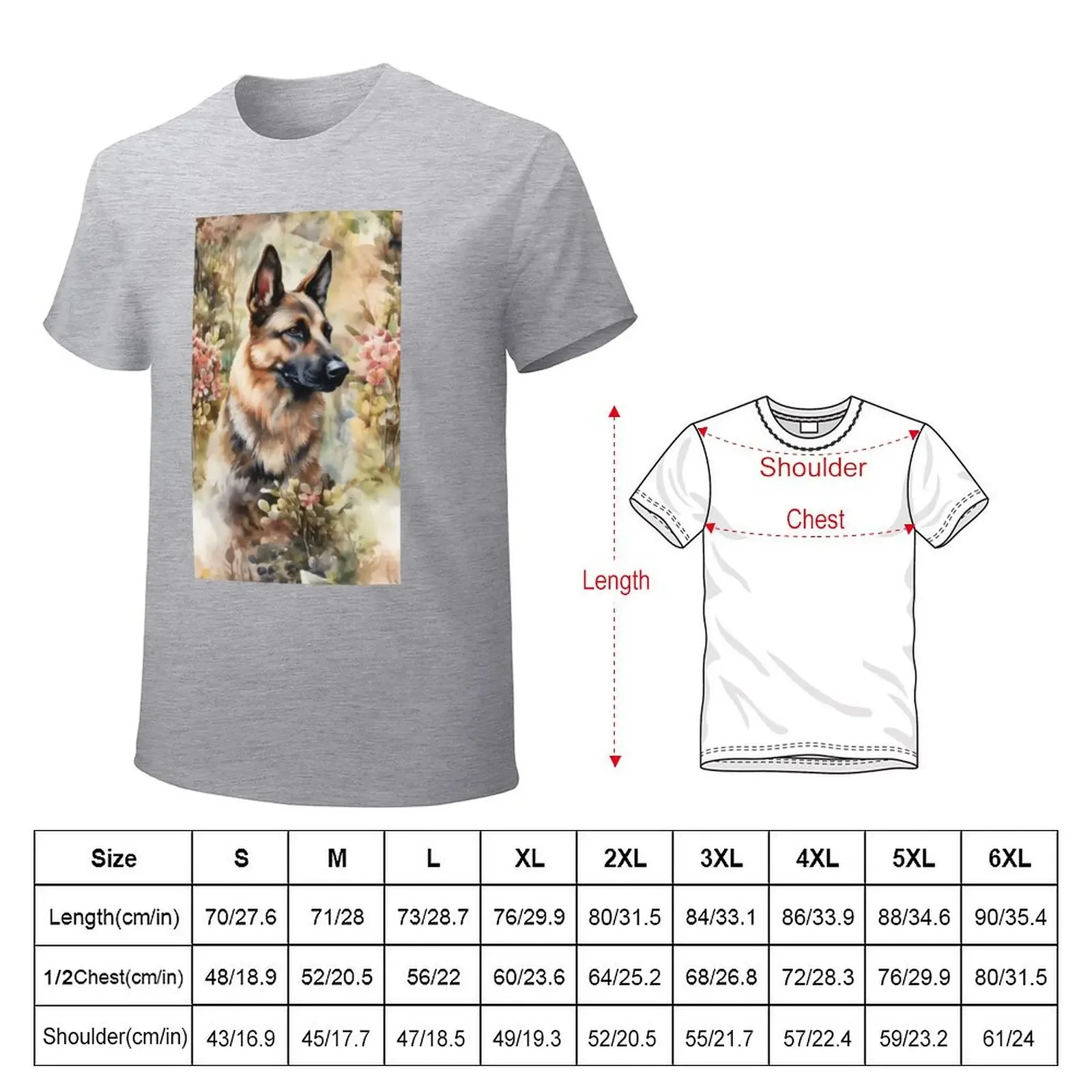 German Shepherd Dog T-shirt Short sleeve tee korean fashion shirts graphic tees Men's cotton t-shirt