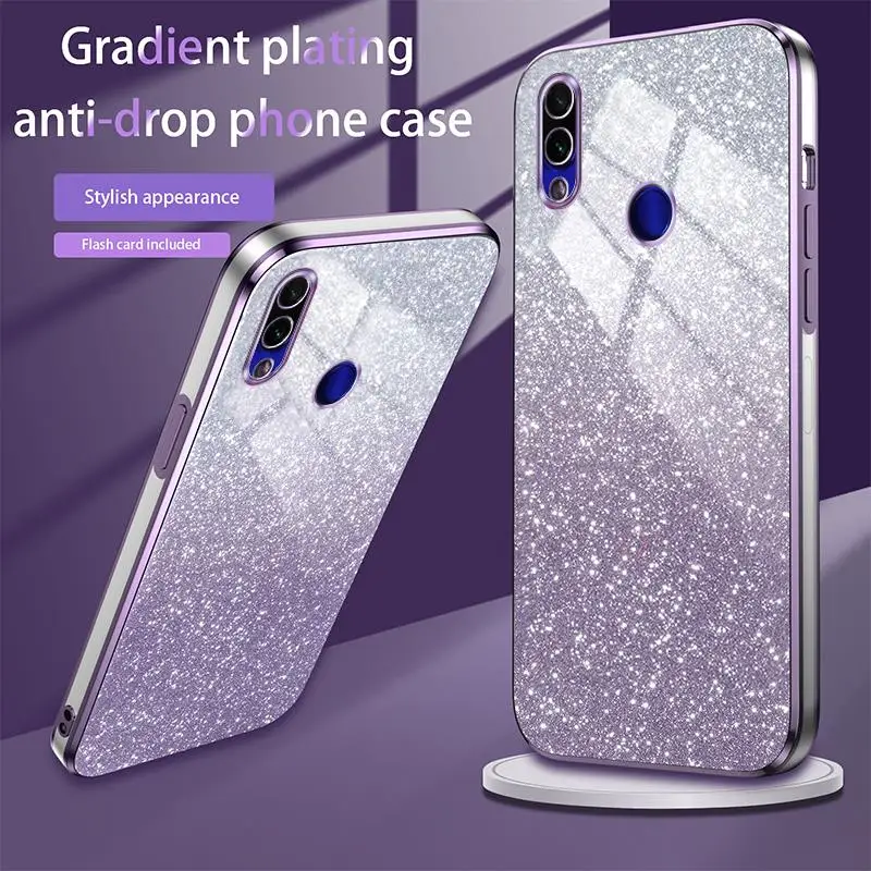 Note7 7pro Luxury Glitter Gradient Plating Case For Xiaomi Redmi Note 7 Pro Women Soft Silicone Camera Protect Back Cover Funda