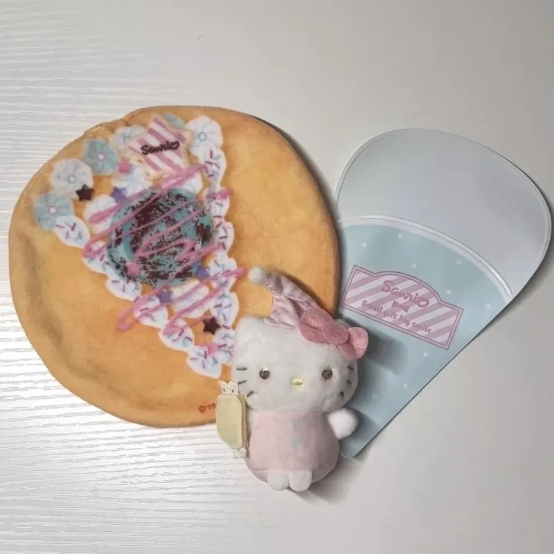 Girly Heart Hello Kitty Crepe Waffle Sanrio Plush Ornament Cute Dozing Doll Anime Peripheral Holiday Giftt