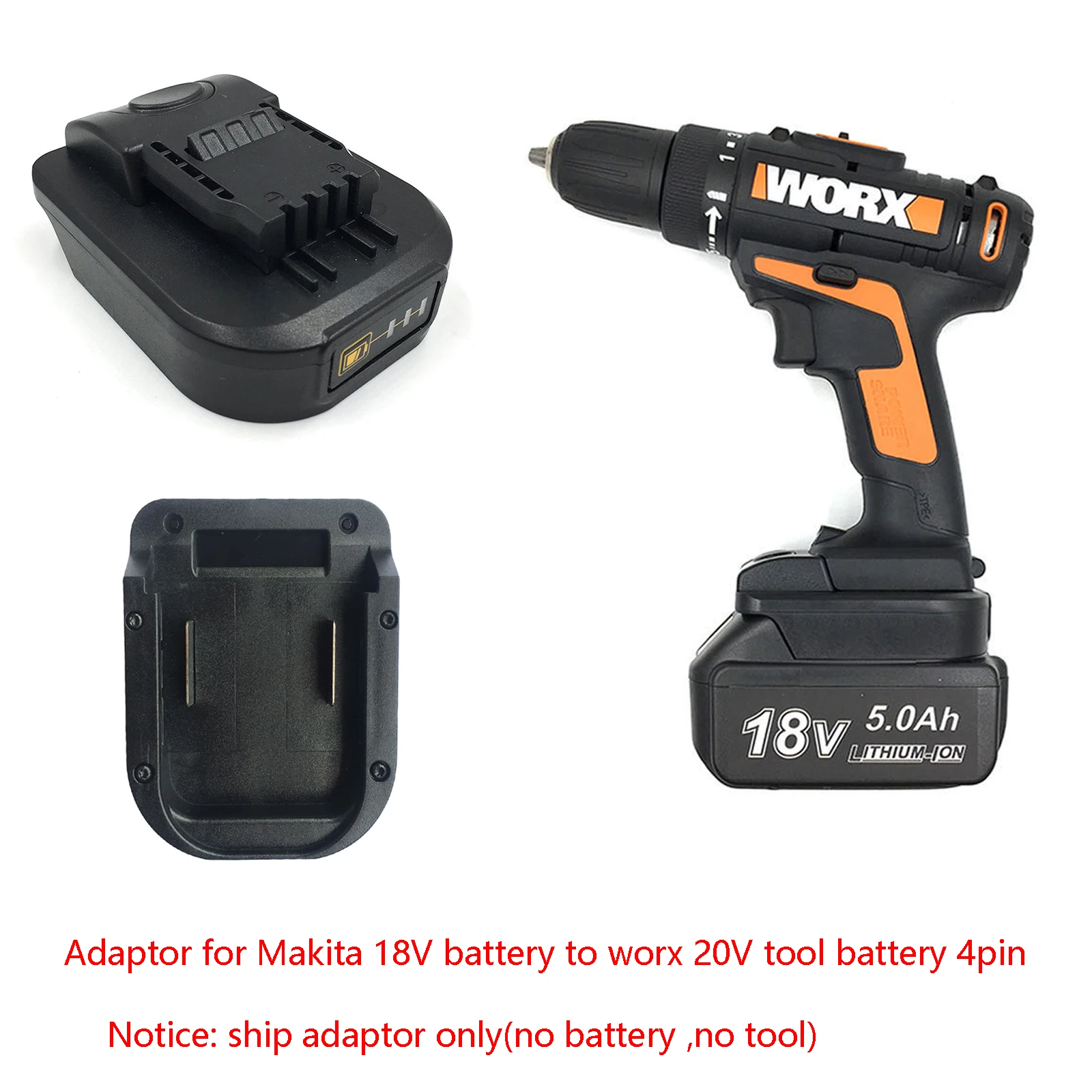 

Adaptor for Makita for milwaukee for dewalt for bosch 18V 20V battery to WORX 20V tool battery 4pin use